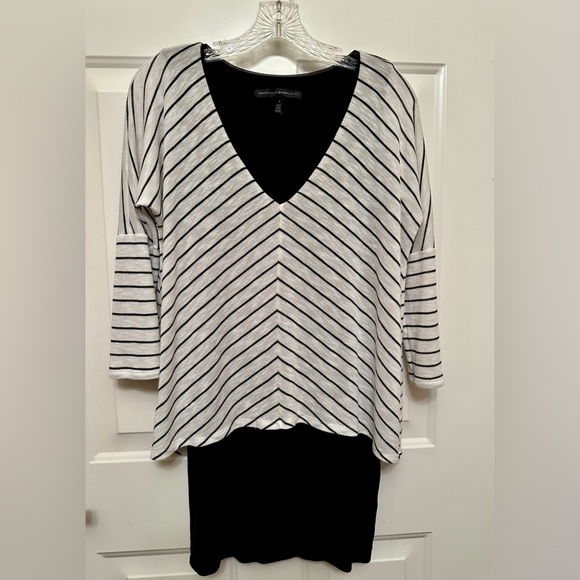 White House Black Market Striped Layered-Look Longline Top in Black— Size Small - Picture 6 of 6